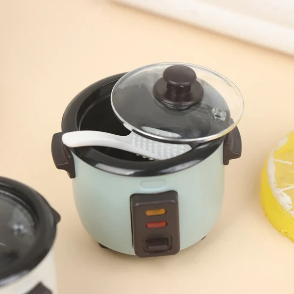 1/12 Mini Miniature Rice Cooker With Rice Spoon - Image 5