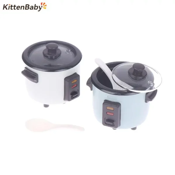 1/12 Mini Miniature Rice Cooker With Rice Spoon - Image 2