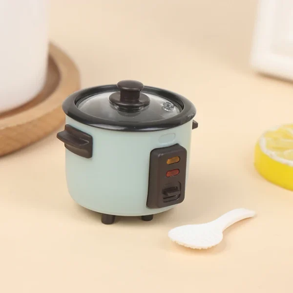 1/12 Mini Miniature Rice Cooker With Rice Spoon - Image 4