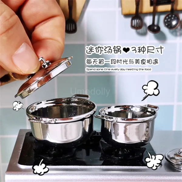 Miniature Mini Metal Pot with cover - Image 4
