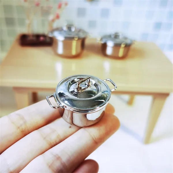 Miniature Mini Metal Pot with cover - Image 5