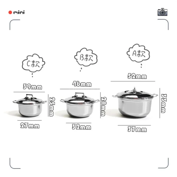 Miniature Mini Metal Pot with cover - Image 6
