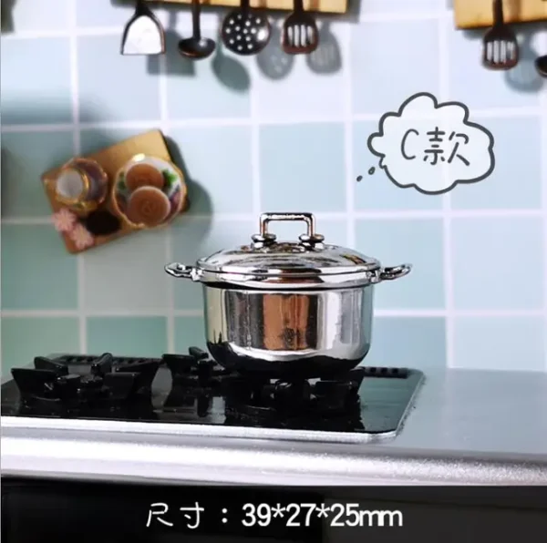 Miniature Mini Metal Pot with cover - Image 9