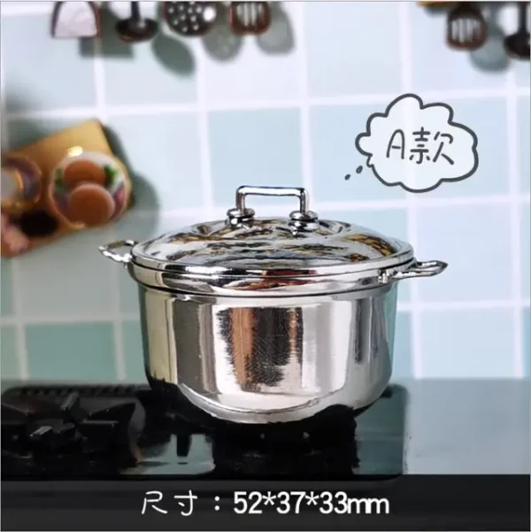 Miniature Mini Metal Pot with cover - Image 7