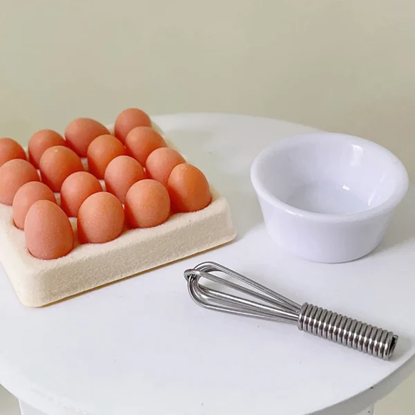 Miniature Egg with Egg Trays Bowl Whisk 1:12 - Image 2