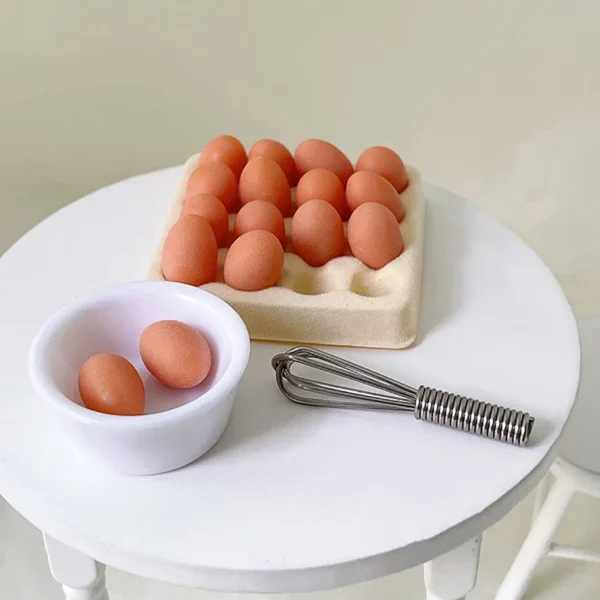 Miniature Egg with Egg Trays Bowl Whisk 1:12